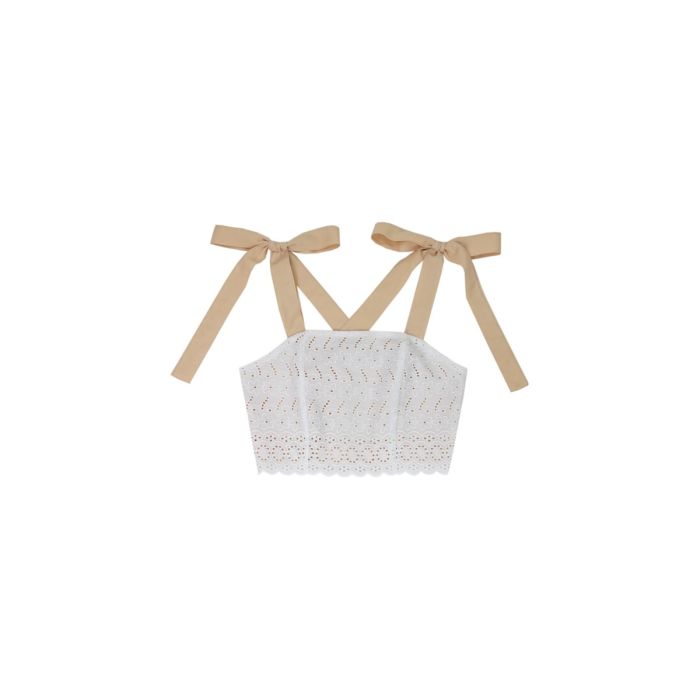 ECLAIR LACE BOW SINGET TOP-SWEET PEA BEIGE-S