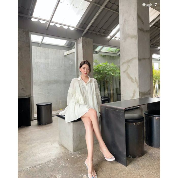 SPECIAL OFFER * ICED HONEY COTTON SHIRT DRESS-VANILLA