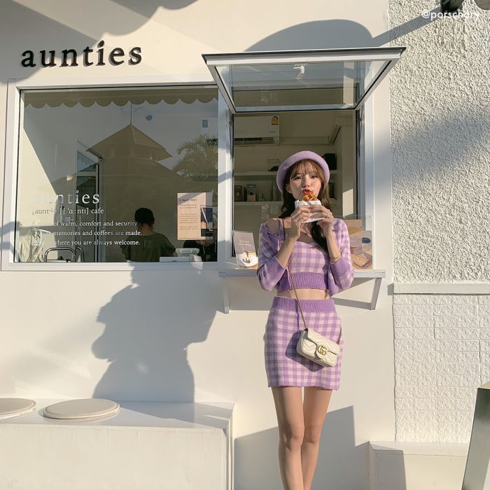 PASTEL CHECKERED KNIT SET