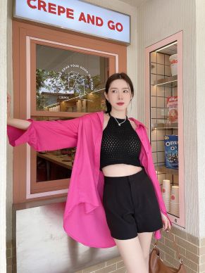 LUXE LEATHER CHAIN SATIN SHIRT DRESS-PINK