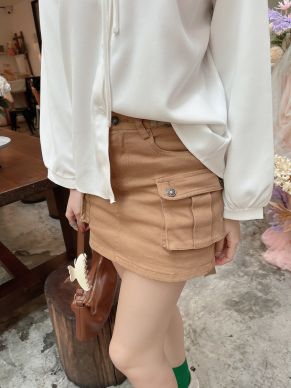 HANNAM CARGO MINI SKIRT-CARAMEL-M