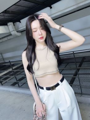 CINNAMON RIBBED SLEEVELESS TOP-LATTE
