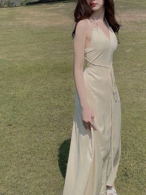 MATISSE HALTER SATIN MAXI DRESS-VANILLA