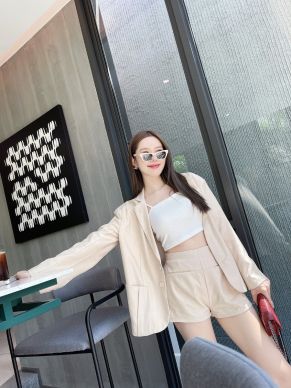 MILAN OVERSIZED BLAZER & SHORTS SET-BEIGE