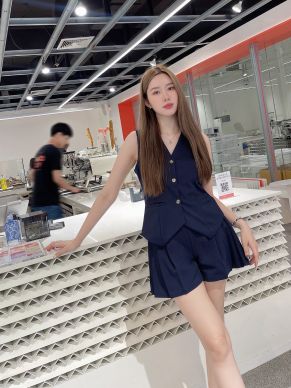 NITRO VEST TOP & PLEATED SHORTS SET-NAVY-S