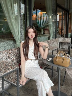BUTTERCUP SLEEVELESS TOP & PANTS SET-VANILLA-M
