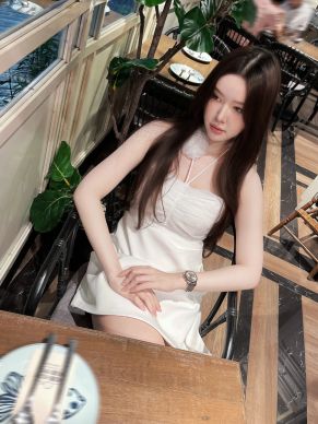 FLOWER DRAPED TUBE DRESS-WHITE-M