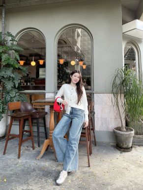 VIBEY BAGGY DENIM PANTS-BLUE-L