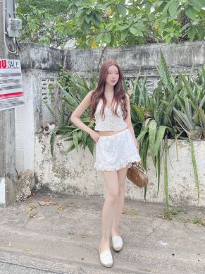 CINNAMON CASUAL LACE SKIRT-WHITE
