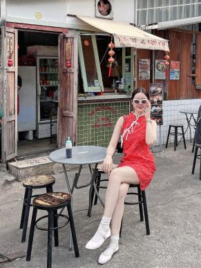 LUNAR FLORAL PRINT QIPAO DRESS-JASMINE