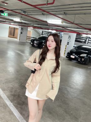 MUTED BASIC OVERSIZED SHIRT-TAUPE