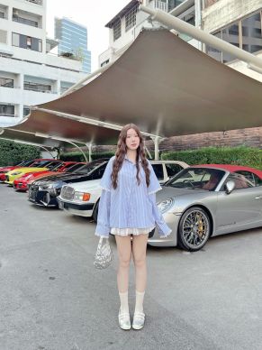 SOFT STRIPE OVERSIZED SHIRT-BLUE