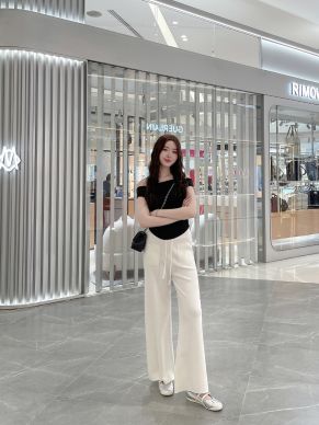 FLUFFE SOFT KNIT PANTS-WHITE