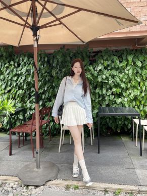 SEONMI LACE COTTON SHIRT-BLUE