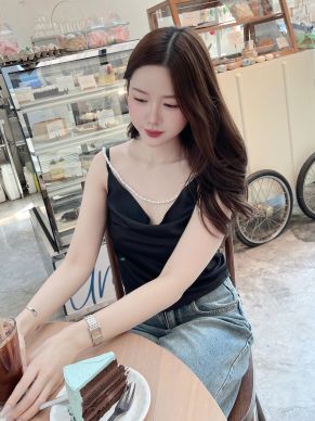 PEARLENE SATIN SINGLET TOP-BLACK