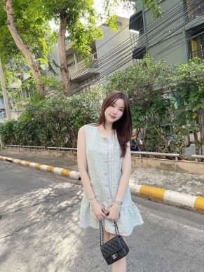 CAVELLE POCKET TWEED DRESS-MINT