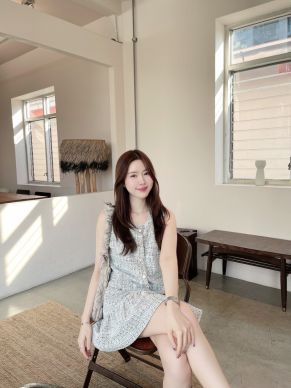 CAVELLE POCKET TWEED DRESS-GREEN