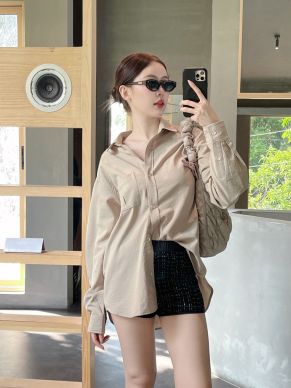 MUTED BASIC OVERSIZED SHIRT-TAUPE