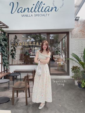 PROVENCE FLORAL EMBROIDERY MAXI SKIRT-YELLOW