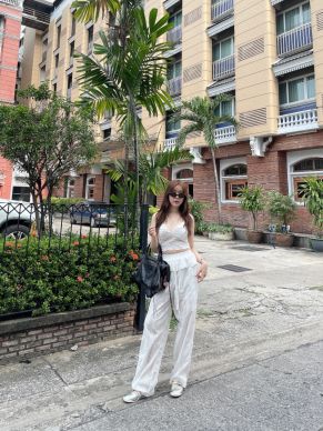 JULEE RUFFLE WAIST LACE PANTS-WHITE