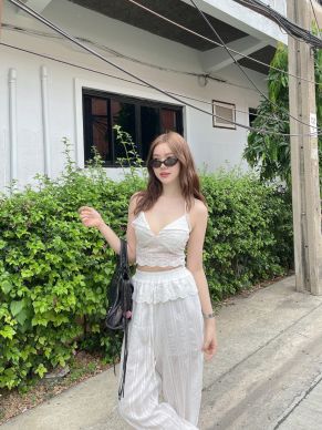 SYLVI LACE CROP TOP-WHITE