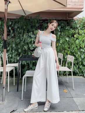 NIXIE LOOSE CROPPED PANTS-WHITE-S