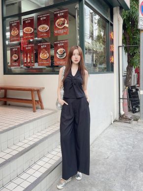 NIXIE LOOSE CROPPED PANTS-BLACK-S