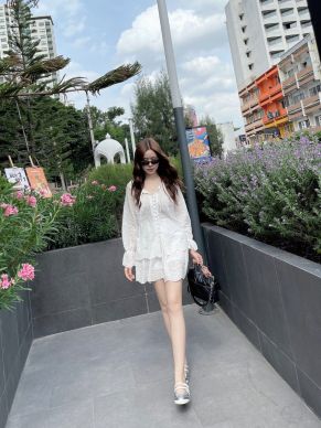 THEA LACE BLOUSE & SKIRT SET-WHITE-M
