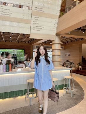 SORELLE STRIPE OVERSIZED TUNIC SHIRT-BLUE