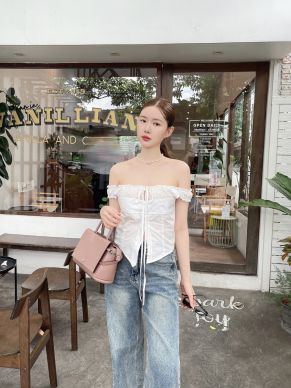 COQUETTE LACE BOW TUBE TOP-WHITE
