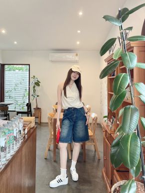 TEDDY BERMUDA DENIM JORTS PANTS-NAVY-M