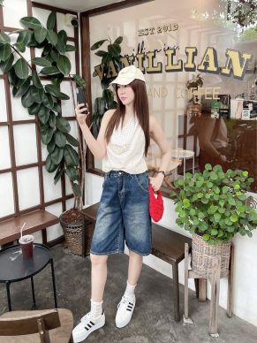 TEDDY BERMUDA DENIM JORTS PANTS-NAVY-L