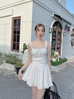 LOLA COTTON MINI DRESS-WHITE