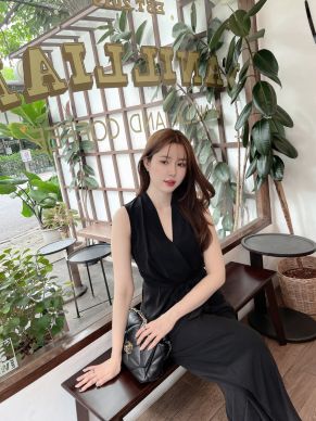 AUDREY TIE WAIST TOP & PANTS SET-BLACK