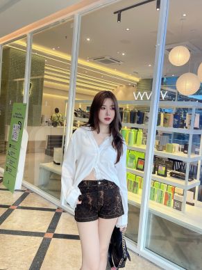 LEOPARD DENIM SHORTS-BROWN-S