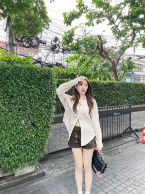 ELISE TRIMMED LACE RAYON SHIRT-BEIGE