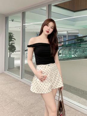 MILKY POLKADOT SHORTS-VANILLA-L
