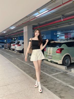 MILKY POLKADOT SHORTS-VANILLA-S