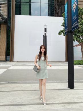 BONBON TWEED DRESS-MINT-M