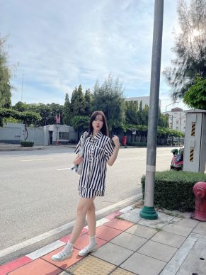 SOSHA PRINTED SHIRT & SKORTS SET-NAVY