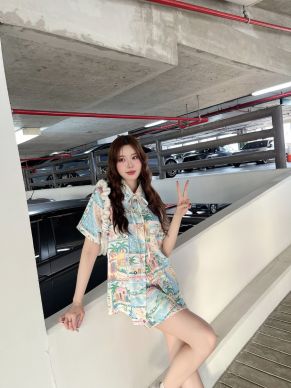 SOSHA PRINTED SHIRT & SKORTS SET-BEACH