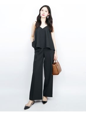 EMMIE BASIC SINGLET TOP & PANTS SET-BLACK