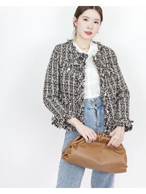 LAYLA CHECKED TWEED JACKET-BRONZE