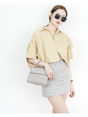 MINNIE TARTAN A-LINE SKIRT-YELLOW-M