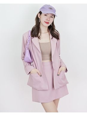 BONNIE CLASSIC OVERSIZED BLAZER & SKIRT SET-PINK