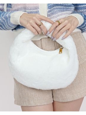 FLUFFY CIRCLE BAG-WHITE