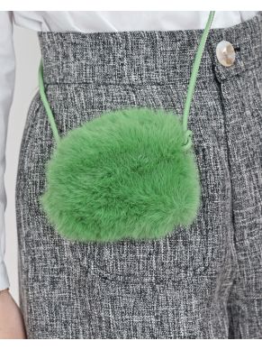POM POM CROSS BODY BAG-GREEN