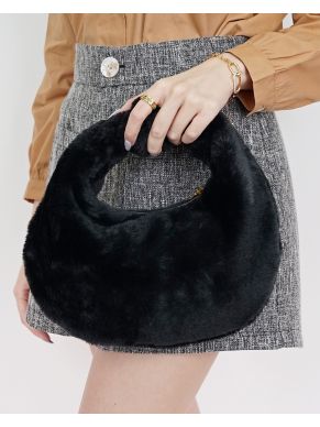 FLUFFY CIRCLE BAG-BLACK