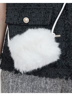 POM POM CROSS BODY BAG-WHITE