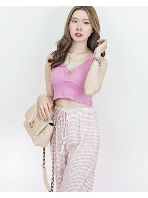 ELIZA HOOP CUT OUT WAIST TOP-PINK